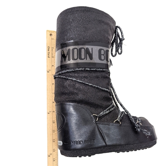 Tecnica Original Moon Boots Black Glitter Women's 35 / 38 Tall Lace Up - Picture 10 of 15